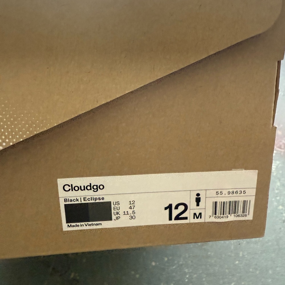 OnCloud Men's Cloudgo Black Eclipse Shoes size 12